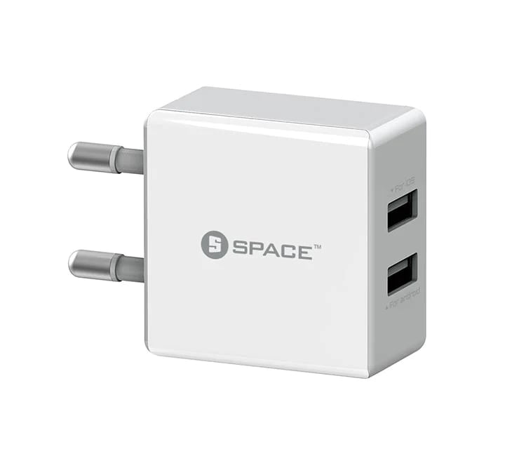 Space Dual Port USB 2.4A Wall Charger WC-102 (w Lightning Cable)