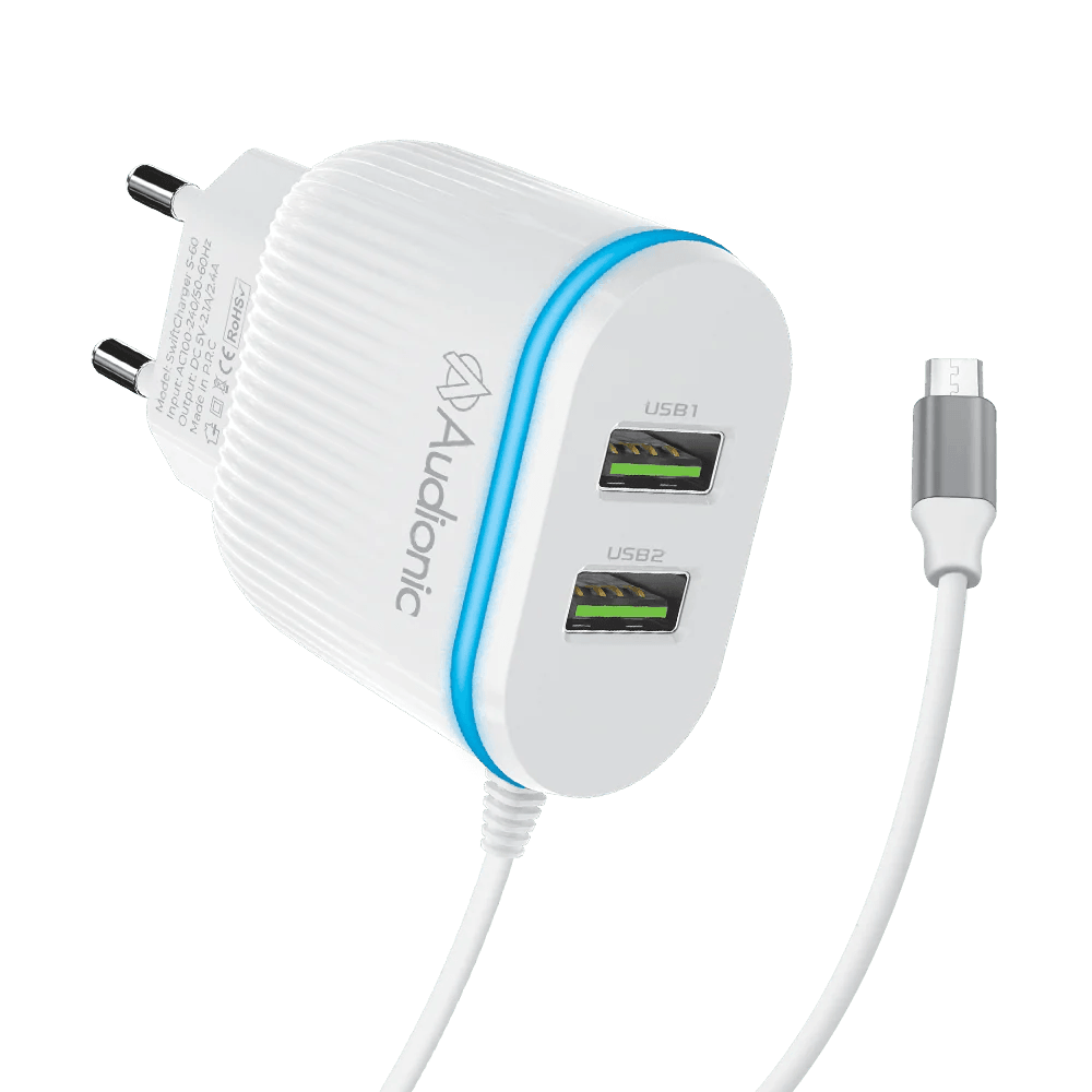Audionic S-60 1.5A Dual USB Port Universal Charger